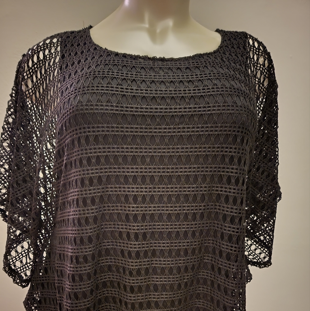 Dressbarn Black Crochet Poncho 3X